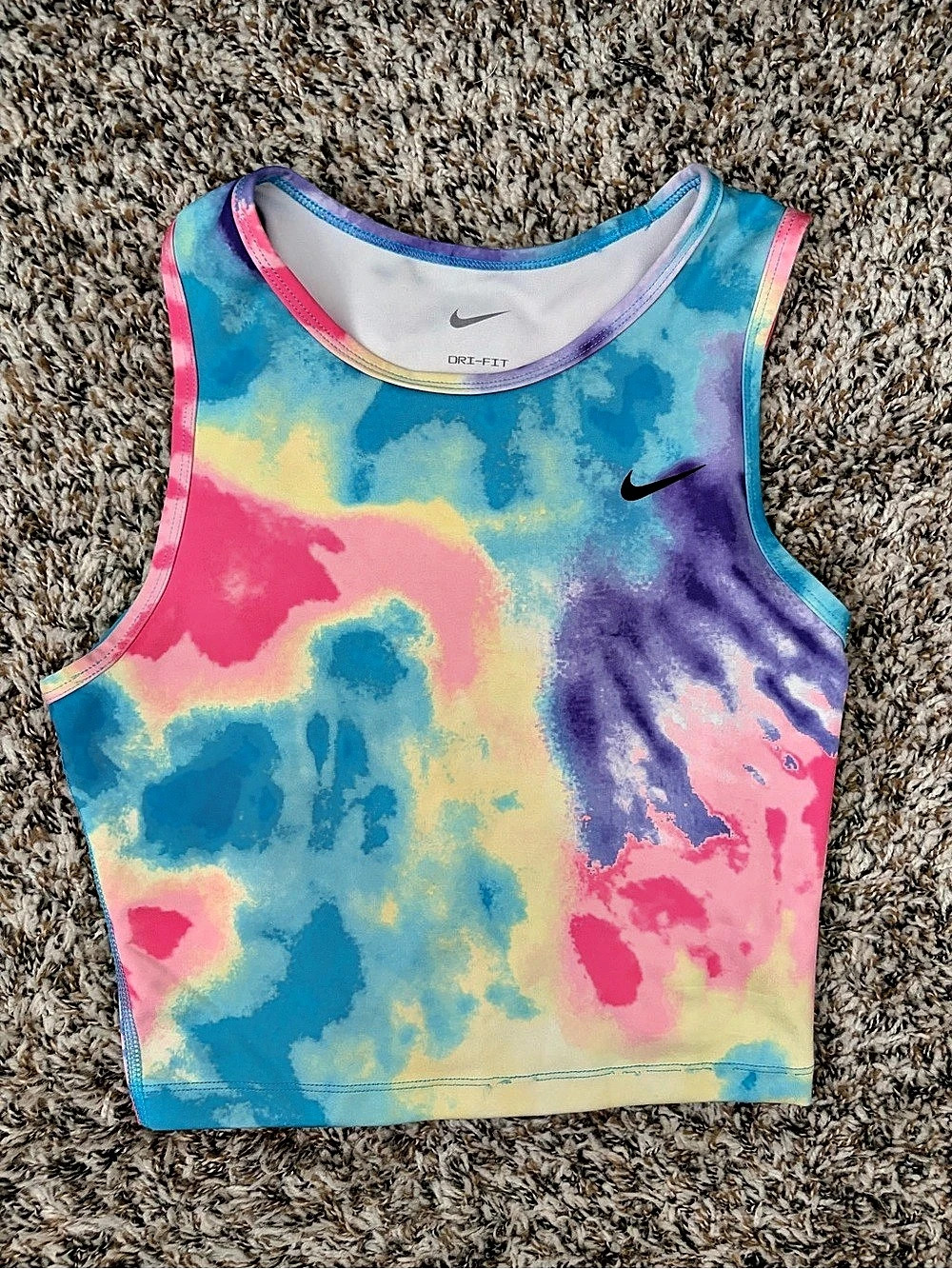 Nike Dri-FIT Tie-Dye Cropped Tank Top Blue & Pink XS
